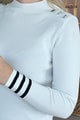 Omuzları Düğmeli Yarım Balıkçı Triko Bluz