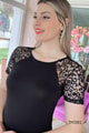 Omuzu Dantel Viskon Elbise