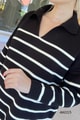 Polo Yaka Çizgili Triko Elbise