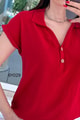 Polo Yaka Düğmeli Aerobin Bluz