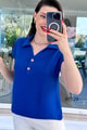 Polo Yaka Düğmeli Aerobin Bluz