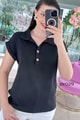 Polo Yaka Düğmeli Aerobin Bluz