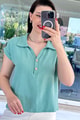 Polo Yaka Düğmeli Aerobin Bluz