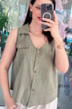 Polo Yaka Keten Yelek
