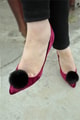 Ponponlu Kadife Stiletto