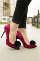 Ponponlu Kadife Stiletto