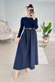 Poplin Garnili Kemerli Modal Elbise