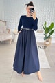 Poplin Garnili Kemerli Modal Elbise
