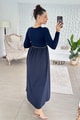 Poplin Garnili Kemerli Modal Elbise