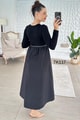 Poplin Garnili Kemerli Modal Elbise