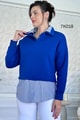 Poplin Garnili Şardonlu 3 İplik Sweat