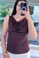 Sıfır Kol Sandy Kumaş Tokalı Bluz