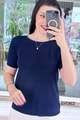 Simli Selanik Örme Triko Bluz
