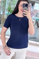 Simli Selanik Örme Triko Bluz