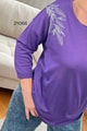 Simli Yaprak İşlemeli Triko Bluz
