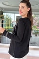 Su Yolu Desenli Taş Detay Simli Triko Bluz