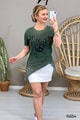 Taş Baskılı Asimetrik Kesim Tshirt