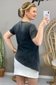 Taş Baskılı Asimetrik Kesim Tshirt