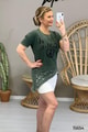 Taş Baskılı Asimetrik Kesim Tshirt