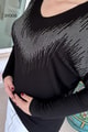 Taş Baskılı Yarasa Kol Çilek Bluz