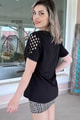 Taş İşlemeli Lazer Kesim Tshirt