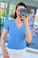 V Tokalı Fitilli Kaşkorse Tshirt