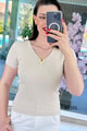 V Tokalı Fitilli Kaşkorse Tshirt