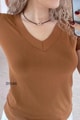 V Yaka Pamuklu Viskon Tshirt
