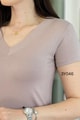 V Yaka Pamuklu Viskon Tshirt