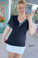 V Yaka Şerit Detay Bluz