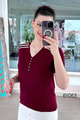V Yaka Taş Detay Merserize Triko Bluz