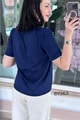 V Yaka Taş Detay Merserize Triko Bluz