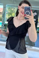 Volanlı Şifon Bluz