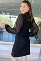 Yakalı Şifon Kol Simli Channel Elbise