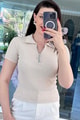 Yakası Fermuarlı Polo Yaka Fitilli Kaşkorse Tshirt