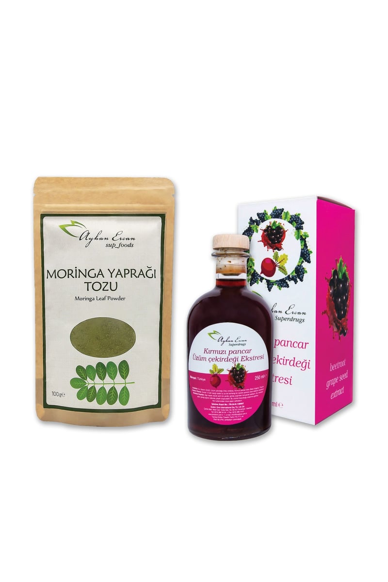 AYHAN ERCAN Moringa Yaprağı Tozu&Kırmızı Pancar Üzüm Ekstresi Set 