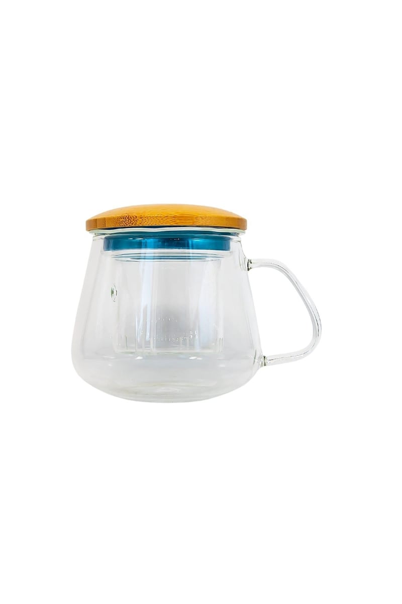 Bambu Kapaklı Cam Süzgeçli Kupa 350 ml