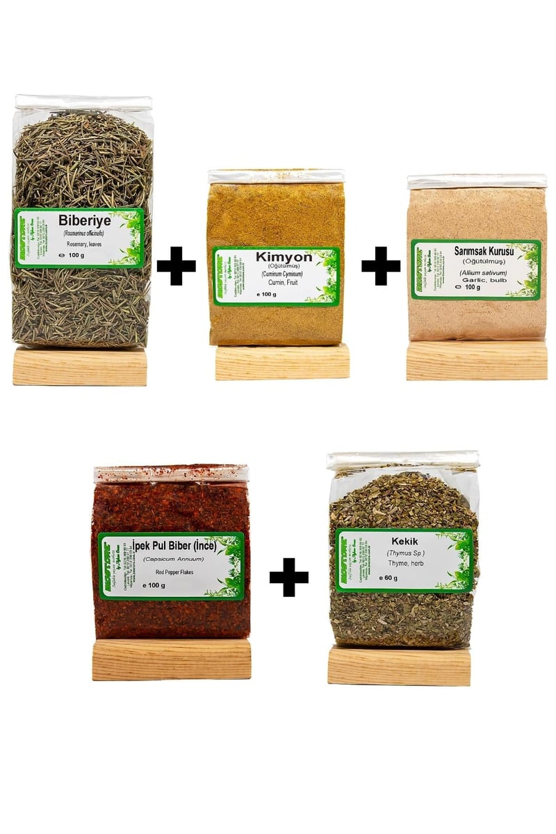 BioStore Köfte Baharat Seti (Kimyon 100 G+Kekik 60 G+Biberiye 100 G+İnce İpek Pul Biber 100 G+Sarımsaktoz 100 G)