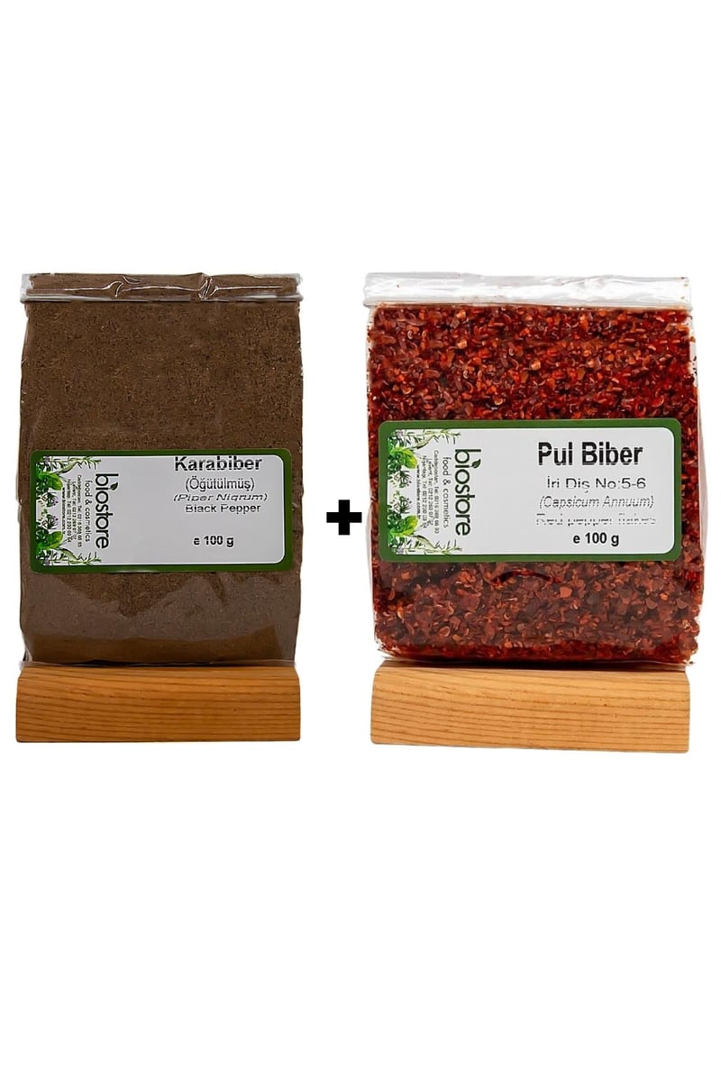 Biostore Sıcak Biber Çifti (Öğütülmüş Karabiber 100g – İri Diş Pul Biber 100g)