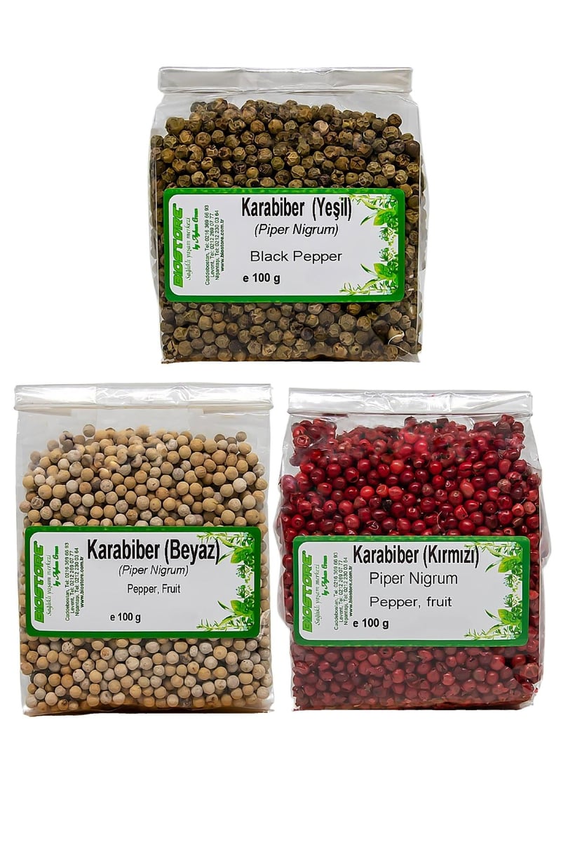 Kırmızı-Yeşil-Beyaz Tane Karabiber 100 G 3'lü