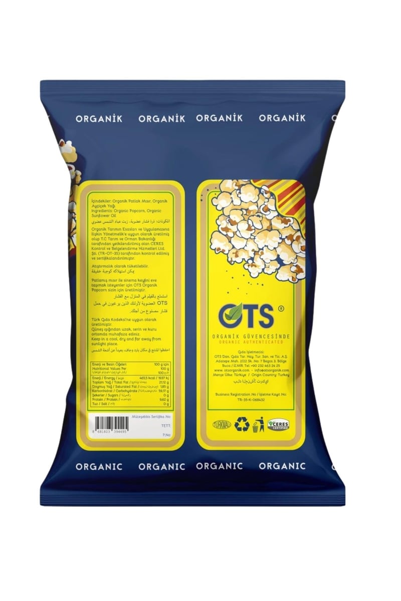 Organik Patlamış Mısır 70 G