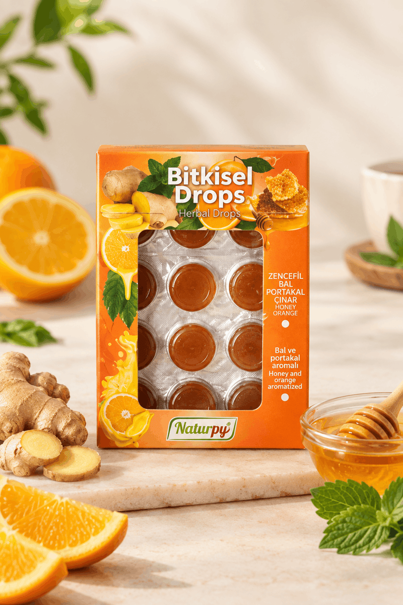 Zencefil, Bal ve Portakallı Bitkisel Drops 30 G