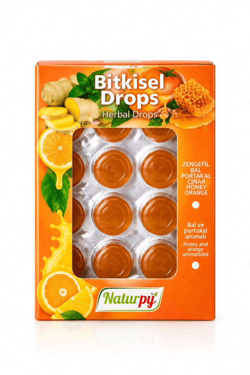 Zencefil, Bal ve Portakallı Bitkisel Drops 30 G