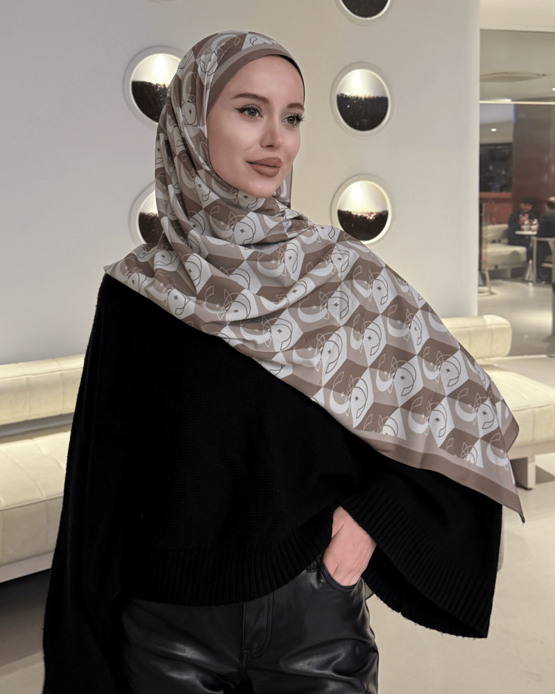 Bej Icon Vual İpek Şal · görsel 2