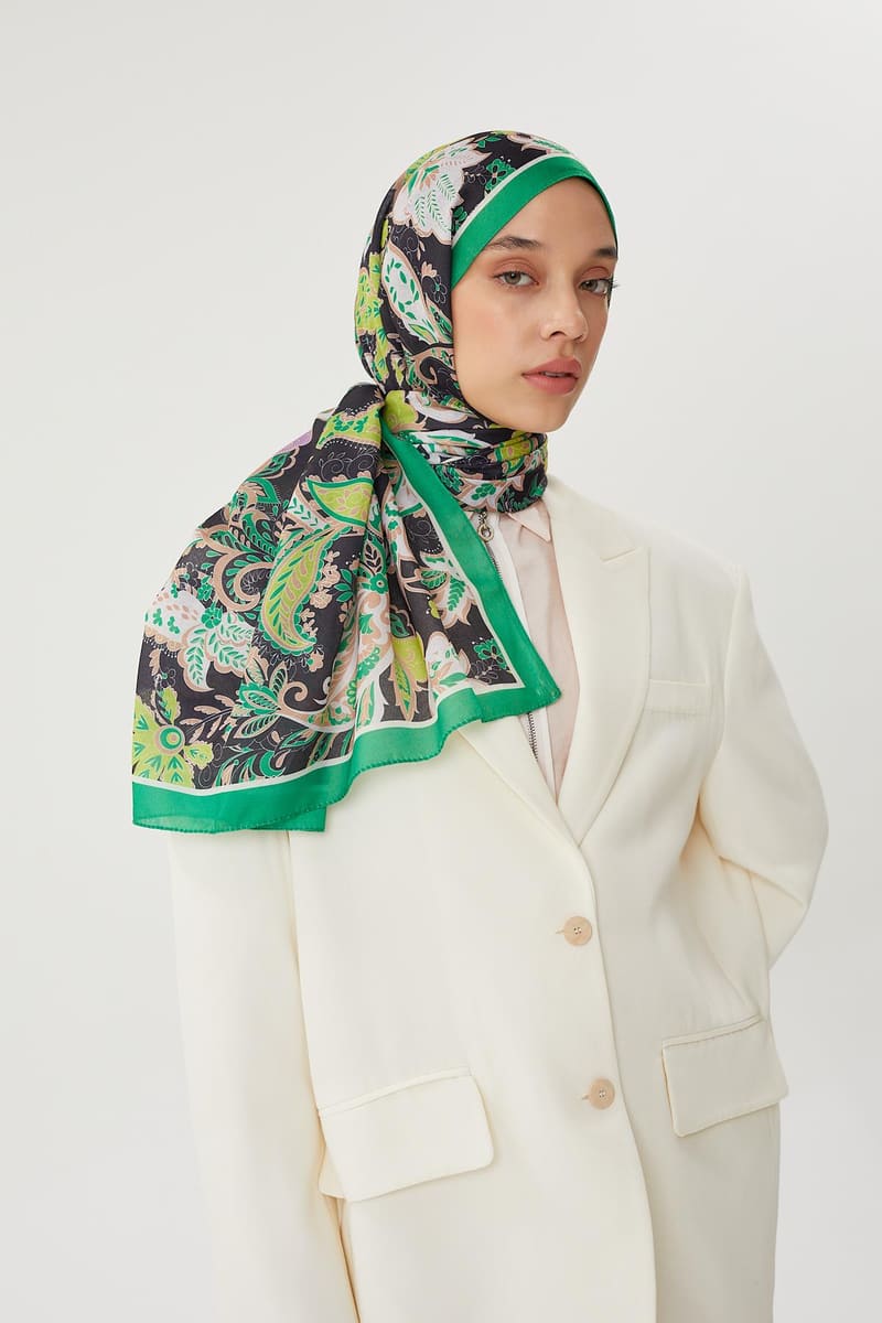 Benetton & Siyah Retro Desen Şal · Pamuk · görsel 2