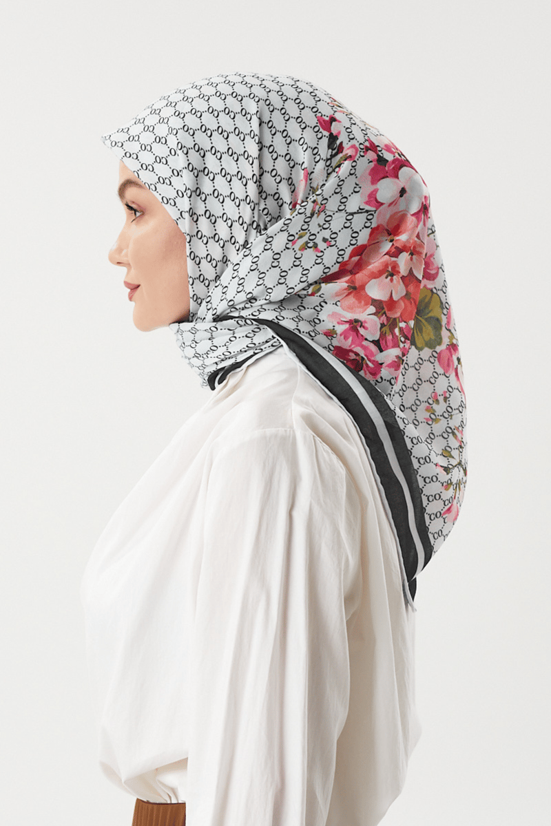 Beyaz - Rose Pamuk Eşarp · görsel 2