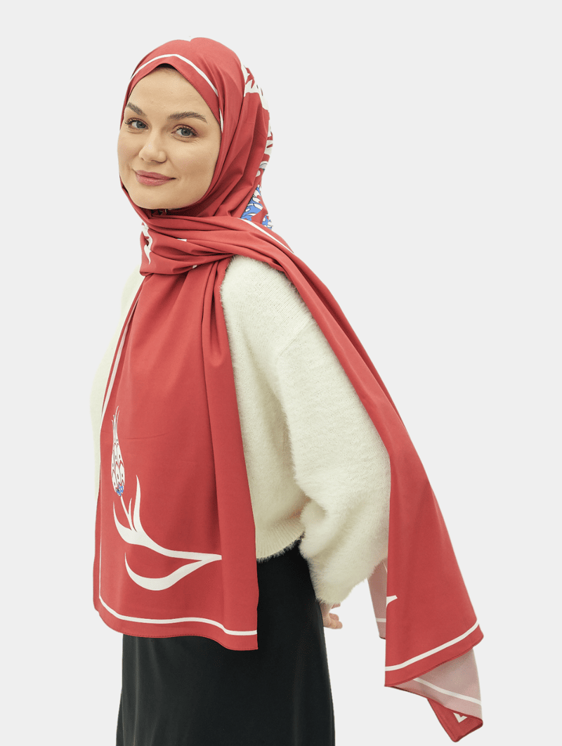 Bordo Hasna Desen Pamuk Vual Şal · görsel 2
