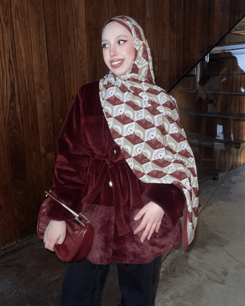 Bordo Icon Vual İpek Şal · görsel 3