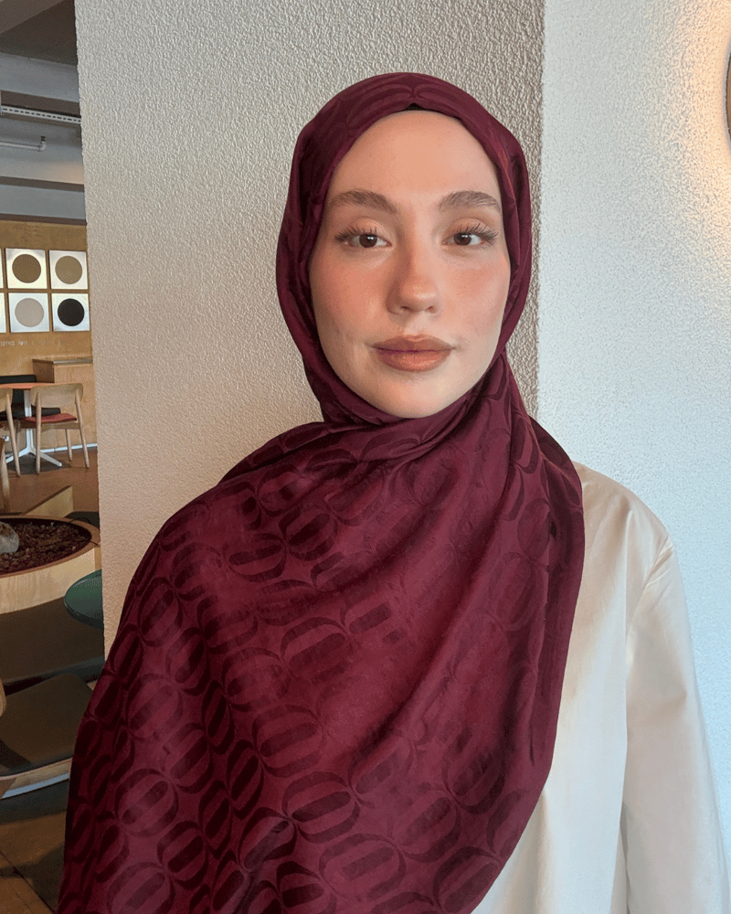 Bordo Nova Desen Jakar Şal · İpeksi Jakar · görsel 2