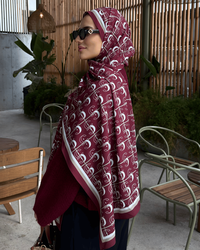 Bordo Royal Vual İpek Şal · görsel 2